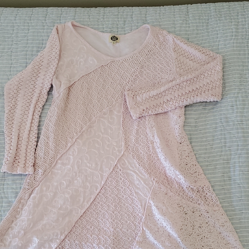 Cute pink crochet mini dress